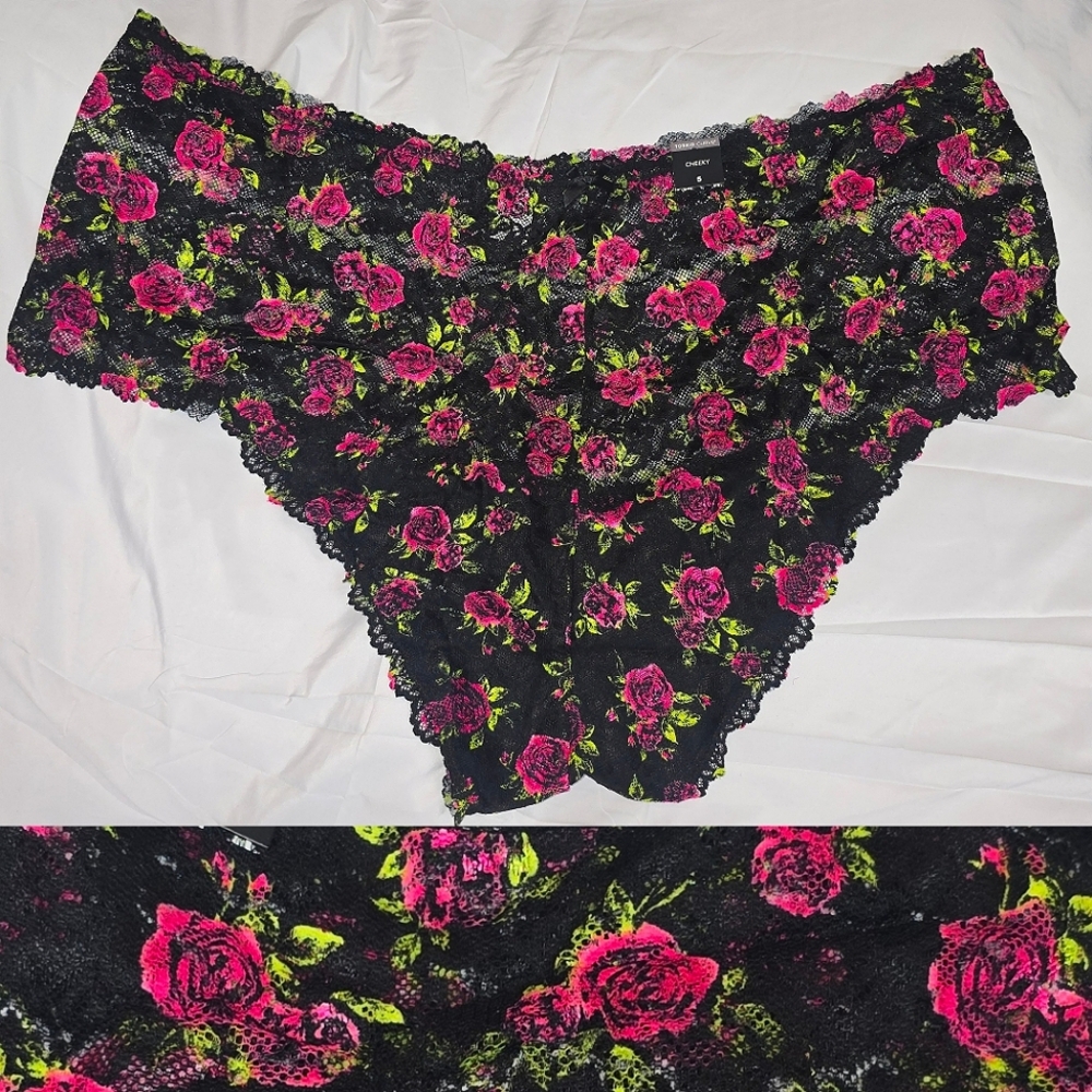 TORRID Simply Lace Mid Rise Cheeky Panty - Brushed Roses Floral Black